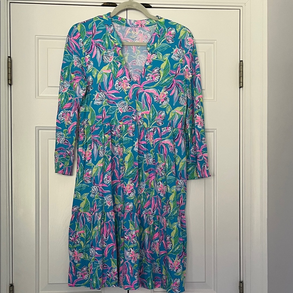 Lilly Pulitzer Tropical Print Dress in Blue and Pink